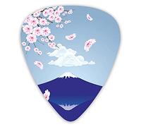 Guitar Picks 12 Pack Universal ABS Guitar Picks,The Abstract Scene Of Snow Capped Mountain With Cherry Blossomsfor Acoustic and Electric Guitar