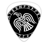 Guitar Picks 12 Pack Universal ABS Guitar Picks,The Runic Circle Inscribed Into The Futhark Circle Odins Ravens Illustrationfor Acoustic and Electric Guitar