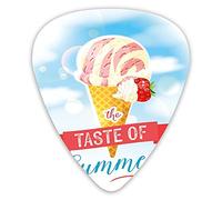 Guitar Picks 12 Pack Universal ABS Guitar Picks,The Taste Of Summer Quote With Cone And Strawberry Clouds Inspiration Printfor Acoustic and Electric Guitar