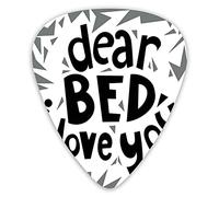 Guitar Picks 12 Pack Universal ABS Guitar Picks,The World Sleep Day Concept Dear Bed I Love You Text Funny Letteringfor Acoustic and Electric Guitar