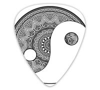 Guitar Picks 12 Pack Universal ABS Guitar Picks,Traditional Asian Style Ying Yang Symbol With Highly Detailed Mandala Drawingsfor Acoustic and Electric Guitar