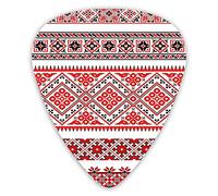 Guitar Picks 12 Pack Universal ABS Guitar Picks,Traditional Ukrainian Borders Frames Ornaments Old Fashioned Cultural Motifs Themefor Acoustic and Electric Guitar