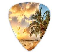 Guitar Picks 12 Pack Universal ABS Guitar Picks,Tropic Sandy Beach With Horizon At The Sunset And Coconut Palm Trees Summer Photofor Acoustic and Electric Guitar