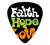 Guitar Picks 12 Pack Universal ABS Guitar Picks,Vintage Sixties Inspired Hand Lettering Faith And Love Message With Ancient Themesfor Acoustic and Electric Guitar