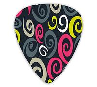 Guitar Picks 12 Pack Universal ABS Guitar Picks,Vintage Sixties Inspired Swirls On Dark Toned Background Modern Abstract Imagefor Acoustic and Electric Guitar