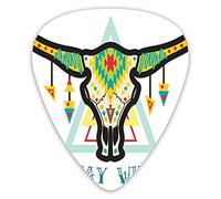 Guitar Picks 12 Pack Universal ABS Guitar Picks,Vivid Bohemian Style Graphic With Ethnic Ornaments And Stay Wild Typographyfor Acoustic and Electric Guitar
