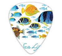 Guitar Picks 12 Pack Universal ABS Guitar Picks,Vivid Underwater Wild Life With Freshwater Tropical Fish Creatures Sea Ocean Theme Artworkfor Acoustic and Electric Guitar
