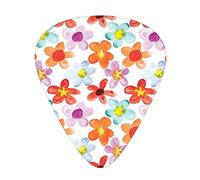 Guitar Picks 12 Pack Universal ABS Guitar Picks,Watercolor Colorful Flowers Daisy Chamomile Buds Doodle Petals Motley Summer,for Acoustic and Electric Guitar