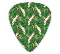 Guitar Picks 12 Pack Universal ABS Guitar Picks,Yellow Crested Cockatoo Bird With Tropical Foliage Exotic Caribbean Designfor Acoustic and Electric Guitar