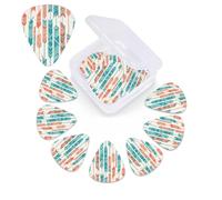 Guitar Picks 12 Pcs 3 Different Thickness Guitar Pick With Storage Box Coral and Teal Arrows Guitar Picks Acoustic Guitar Plectrums for Bass Electric Ukulele
