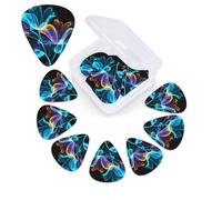 Guitar Picks 12 Pcs 3 Different Thickness Guitar Pick With Storage Box Neon Flowers Guitar Picks Acoustic Guitar Plectrums for Bass Electric Ukulele
