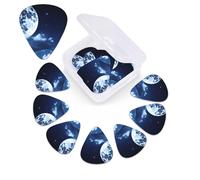 Guitar Picks 12 Pcs 3 Different Thickness Guitar Pick With Storage Box Night Sky with The Moon Guitar Picks Acoustic Guitar Plectrums for Bass Electric Ukulele