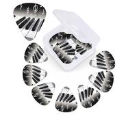 Guitar Picks 12 Pcs 3 Different Thickness Guitar Pick With Storage Box Piano Music Symbol Guitar Picks Acoustic Guitar Plectrums for Bass Electric Ukulele