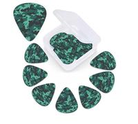 Guitar Picks 12 Pcs 3 Different Thickness Guitar Pick With Storage Box Teal camouflage Guitar Picks Acoustic Guitar Plectrums for Bass Electric Ukulele