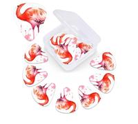 Guitar Picks 12 Pcs 3 Different Thickness Guitar Pick With Storage Box Watercolor Flamingos Guitar Picks Acoustic Guitar Plectrums for Bass Electric Ukulele