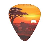 Guitar Picks 12 Pcs African Animal Sunset Print Guitar Plectrums for Bass Electric Acoustic Guitars Ukulele