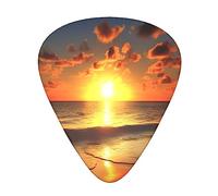 Guitar Picks 12 Pcs Beach Sunrise Print Guitar Plectrums for Bass Electric Acoustic Guitars Ukulele