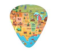 Guitar Picks 12 Pcs Cartoon American Map Print Guitar Plectrums for Bass Electric Acoustic Guitars Ukulele