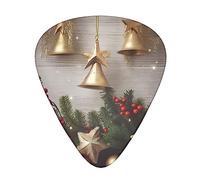 Guitar Picks 12 Pcs Christmas Tree and Bells Print Guitar Plectrums for Bass Electric Acoustic Guitars Ukulele