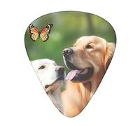 Guitar Picks 12 Pcs Golden Dog with Butterfly Print Guitar Plectrums for Bass Electric Acoustic Guitars Ukulele