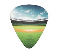 Guitar Picks 12 Pcs Green Baseball Field Backdrop Print Guitar Plectrums for Bass Electric Acoustic Guitars Ukulele