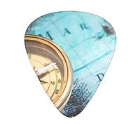 Guitar Picks 12 Pcs old compass on vintage map Print Guitar Plectrums for Bass Electric Acoustic Guitars Ukulele