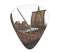 Guitar Picks 12 Pcs Old Viking Boat Print Guitar Plectrums for Bass Electric Acoustic Guitars Ukulele