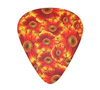 Guitar Picks 12 Pcs Orange Sunflower Print Guitar Plectrums for Bass Electric Acoustic Guitars Ukulele