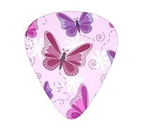 Guitar Picks 12 Pcs Pink butterfly Print Guitar Plectrums for Bass Electric Acoustic Guitars Ukulele