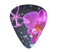 Guitar Picks 12 Pcs Purple butterfly and flower Print Guitar Plectrums for Bass Electric Acoustic Guitars Ukulele