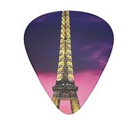 Guitar Picks 12 Pcs Purple Eiffel Tower Print Guitar Plectrums for Bass Electric Acoustic Guitars Ukulele