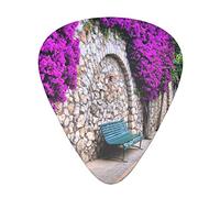 Guitar Picks 12 Pcs Purple Floral Blooming Path Print Guitar Plectrums for Bass Electric Acoustic Guitars Ukulele