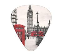 Guitar Picks 12 Pcs Red Phone Booth London Street Print Guitar Plectrums for Bass Electric Acoustic Guitars Ukulele