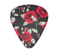 Guitar Picks 12 Pcs Red Rose Garden Print Guitar Plectrums for Bass Electric Acoustic Guitars Ukulele
