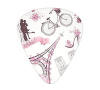 Guitar Picks 12 Pcs Romantic Paris Butterfly Eiffel Print Guitar Plectrums for Bass Electric Acoustic Guitars Ukulele