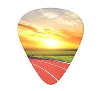 Guitar Picks 12 Pcs Running Track Sunset Print Guitar Plectrums for Bass Electric Acoustic Guitars Ukulele
