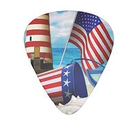 Guitar Picks 12 Pcs Sea to Shining Sea Patriotic Print Guitar Plectrums for Bass Electric Acoustic Guitars Ukulele