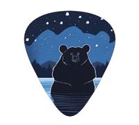 Guitar picks 12 pieces WZYWHJ Bear Bathing Under The Stars Picture comfortable feel clear tone moderate thickness suitable for guitar and electric guitar