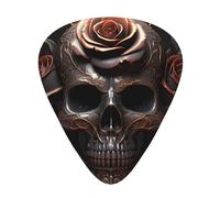 Guitar picks 12 pieces WZYWHJ Black Skull Rose Prints comfortable feel clear tone moderate thickness suitable for guitar and electric guitar