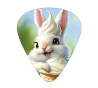 Guitar picks 12 pieces WZYWHJ Bunny Eating Ice Cream Prints comfortable feel clear tone moderate thickness suitable for guitar and electric guitar