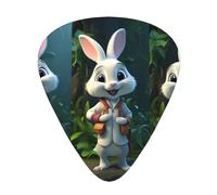 Guitar picks 12 pieces WZYWHJ Cute white rabbit Prints comfortable feel clear tone moderate thickness suitable for guitar and electric guitar