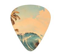 Guitar picks 12 pieces WZYWHJ Hawaiian Wave Print Prints comfortable feel clear tone moderate thickness suitable for guitar and electric guitar