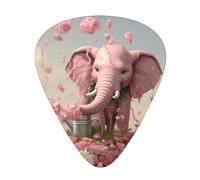 Guitar picks 12 pieces WZYWHJ Little pink elephant watering the flowers Printing comfortable feel clear tone moderate thickness suitable for guitar and electric guitar