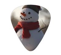 Guitar picks 12 pieces WZYWHJ Little snowman in the forest Printing comfortable feel clear tone moderate thickness suitable for guitar and electric guitar