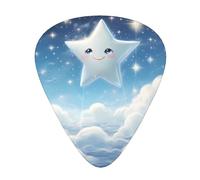 Guitar picks 12 pieces WZYWHJ Little stars in the white clouds Printing comfortable feel clear tone moderate thickness suitable for guitar and electric guitar