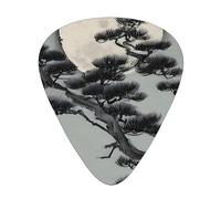 Guitar picks 12 pieces WZYWHJ Pine tree under the moon Prints comfortable feel clear tone moderate thickness suitable for guitar and electric guitar