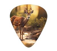 Guitar picks 12 pieces WZYWHJ Sika deer drinking water Printing comfortable feel clear tone moderate thickness suitable for guitar and electric guitar