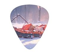 Guitar picks 12 pieces WZYWHJ Sledding on snowy hill Printing comfortable feel clear tone moderate thickness suitable for guitar and electric guitar