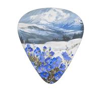 Guitar picks 12 pieces WZYWHJ Small blue flowers under the snow mountain Printing comfortable feel clear tone moderate thickness suitable for guitar and electric guitar