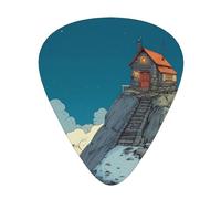 Guitar picks 12 pieces WZYWHJ Small house on the mountain Printing comfortable feel clear tone moderate thickness suitable for guitar and electric guitar